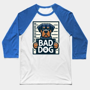 Illustrated Bad Dog Jail Mug Shot Baseball T-Shirt